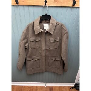 BAGATELLE COLLECTION Women‎ Utility Jacket L Brown Wool Blend Pockets Button